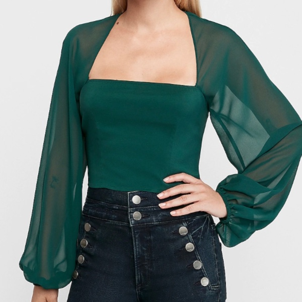 Green satin top